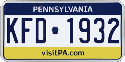PA license plate KFD1932