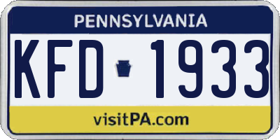 PA license plate KFD1933