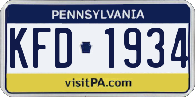 PA license plate KFD1934