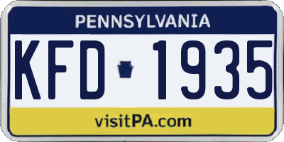 PA license plate KFD1935