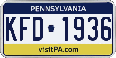 PA license plate KFD1936