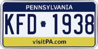 PA license plate KFD1938