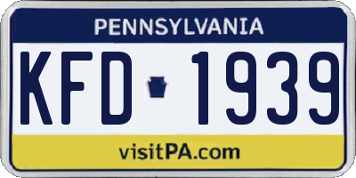 PA license plate KFD1939