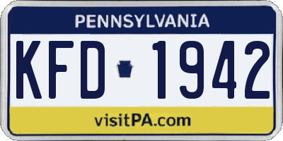 PA license plate KFD1942