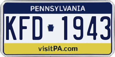 PA license plate KFD1943
