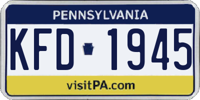 PA license plate KFD1945