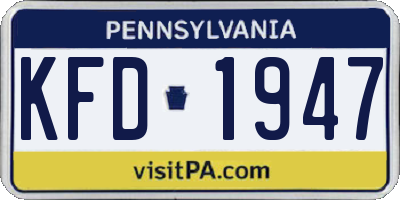 PA license plate KFD1947