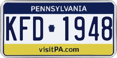 PA license plate KFD1948