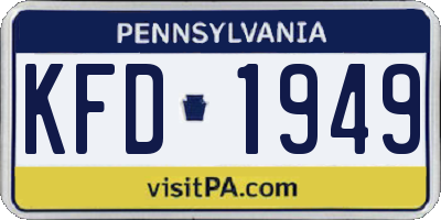 PA license plate KFD1949