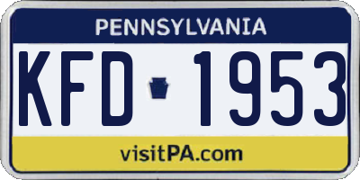 PA license plate KFD1953