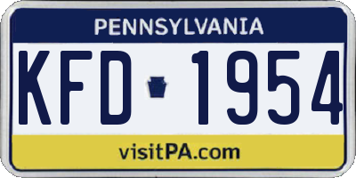 PA license plate KFD1954