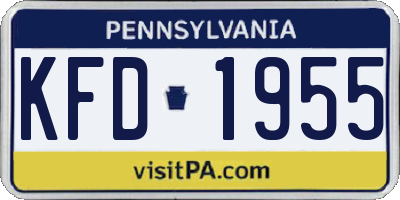 PA license plate KFD1955