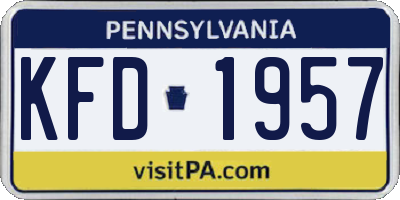 PA license plate KFD1957