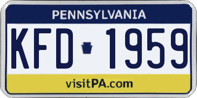 PA license plate KFD1959