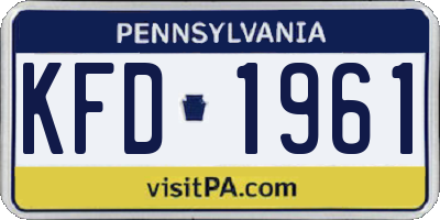 PA license plate KFD1961
