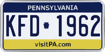 PA license plate KFD1962