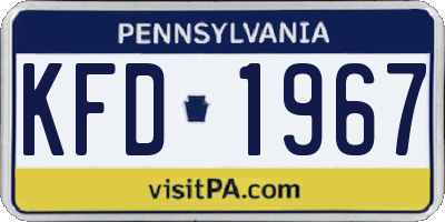 PA license plate KFD1967