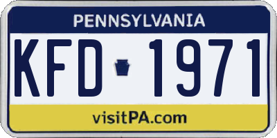 PA license plate KFD1971