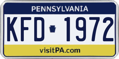 PA license plate KFD1972