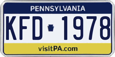 PA license plate KFD1978