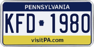 PA license plate KFD1980