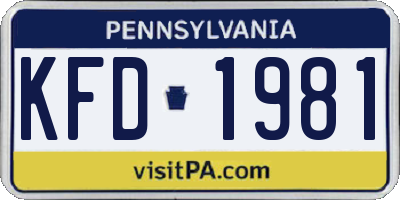 PA license plate KFD1981