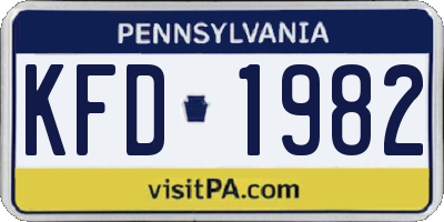 PA license plate KFD1982