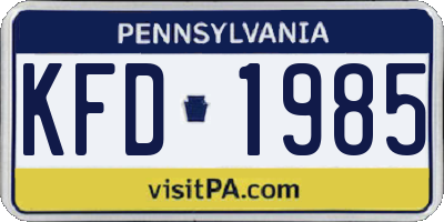 PA license plate KFD1985