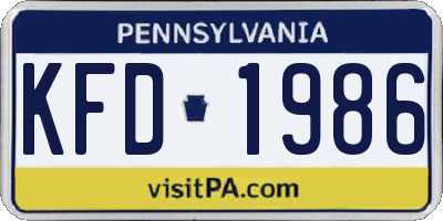 PA license plate KFD1986