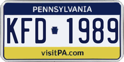 PA license plate KFD1989