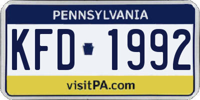 PA license plate KFD1992