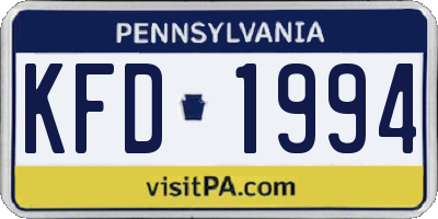 PA license plate KFD1994