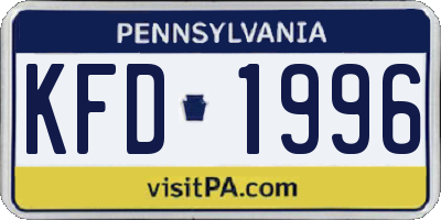 PA license plate KFD1996