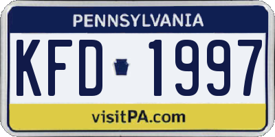 PA license plate KFD1997