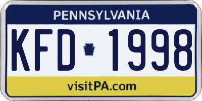 PA license plate KFD1998
