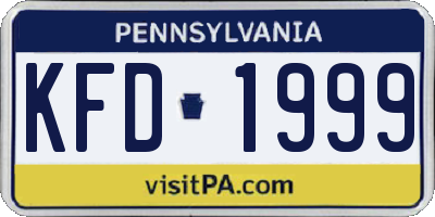 PA license plate KFD1999