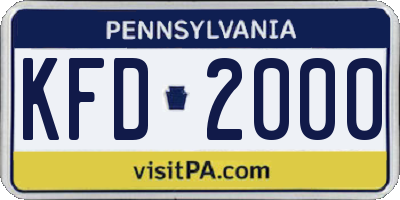 PA license plate KFD2000