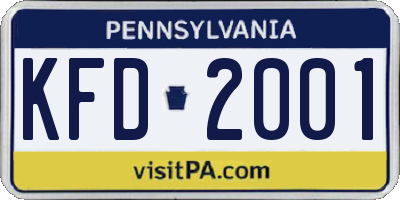 PA license plate KFD2001