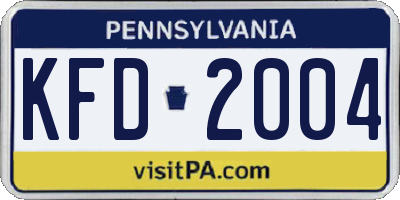 PA license plate KFD2004