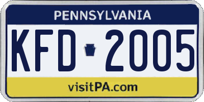 PA license plate KFD2005