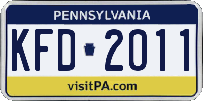 PA license plate KFD2011