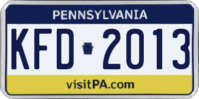PA license plate KFD2013