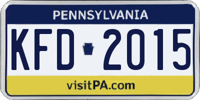 PA license plate KFD2015