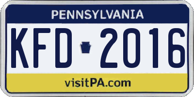 PA license plate KFD2016