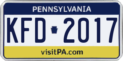 PA license plate KFD2017