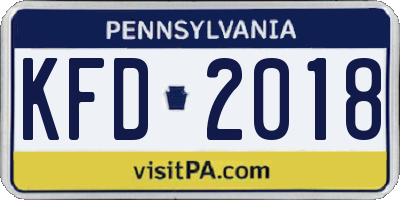 PA license plate KFD2018