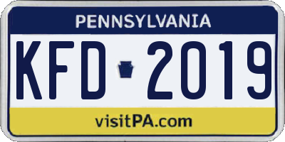 PA license plate KFD2019