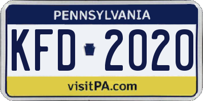 PA license plate KFD2020