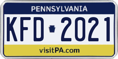 PA license plate KFD2021
