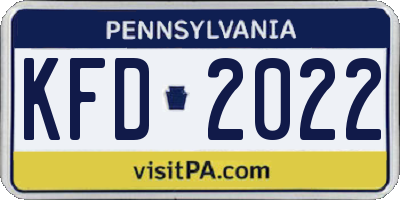 PA license plate KFD2022